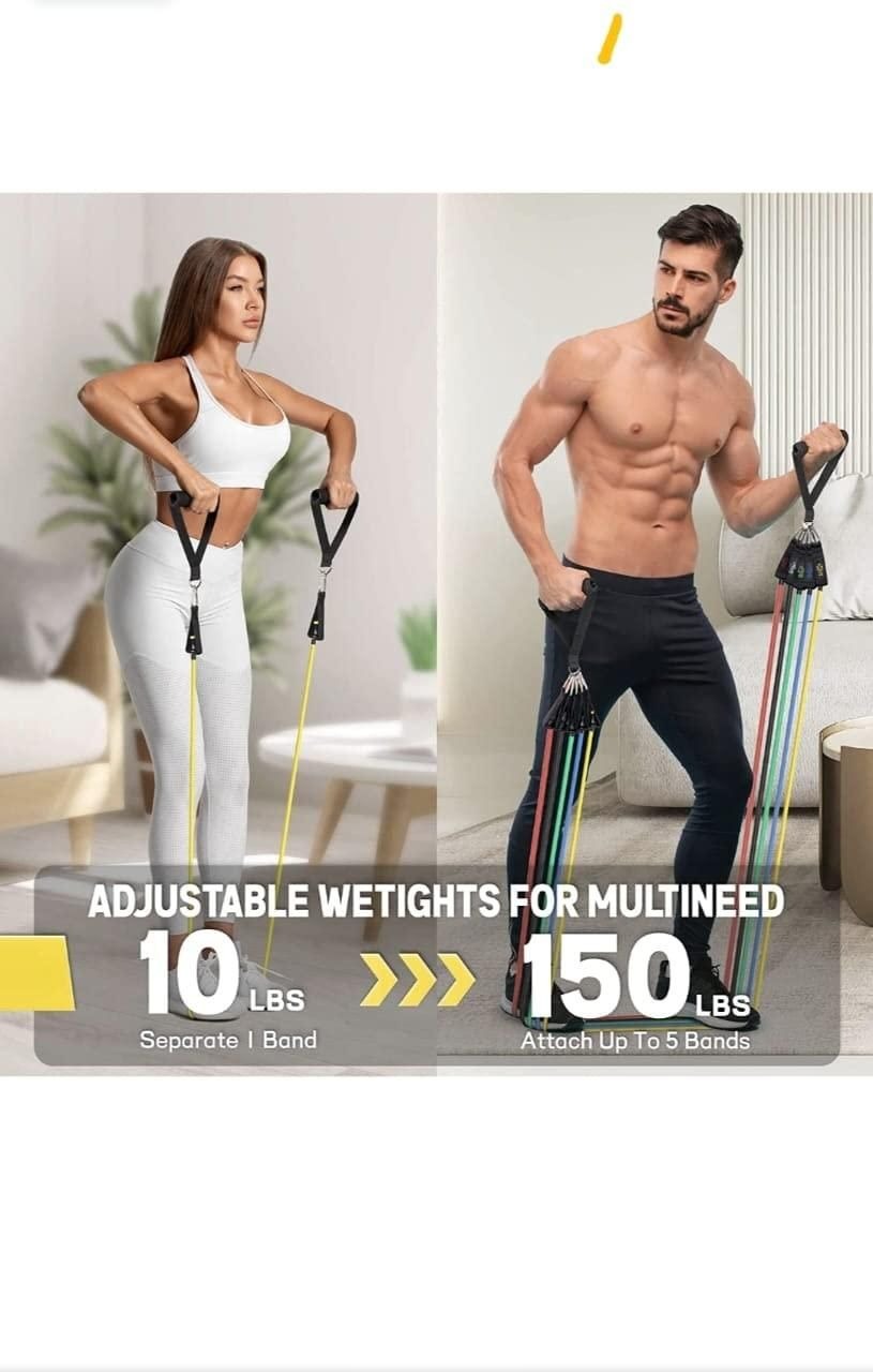 ✨11 Pcs Resistance Band Set for Heavy Workout | Limited in Stock 🔥🏋🏻